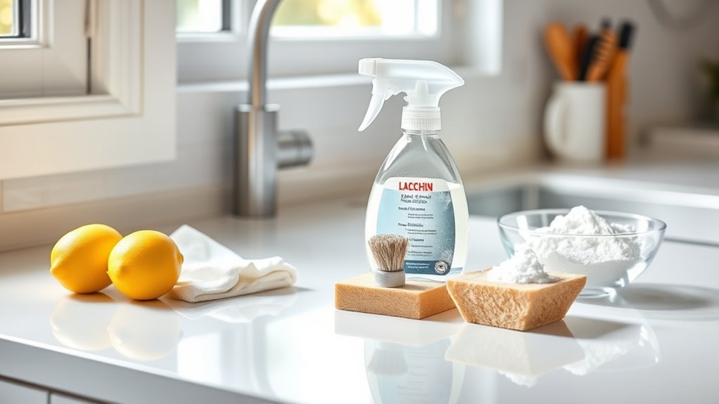 essential cleaning supplies organized