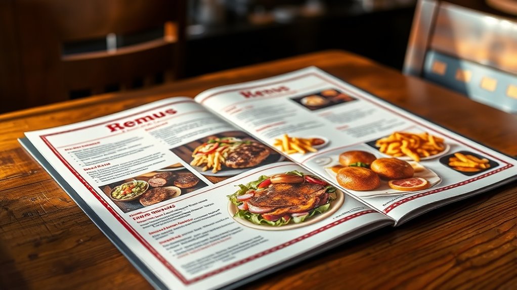 restaurant menu with prices