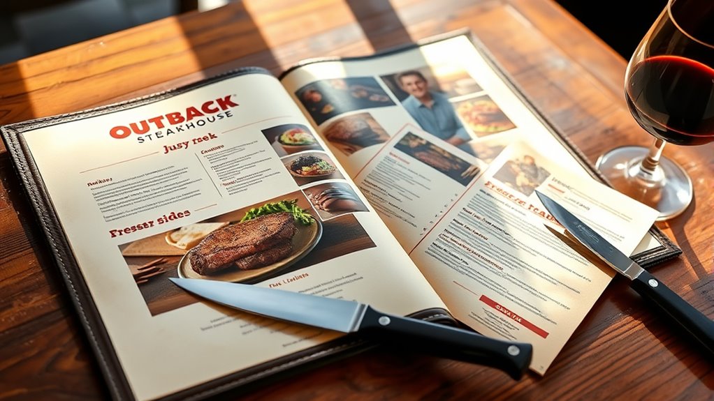 steakhouse menu with prices