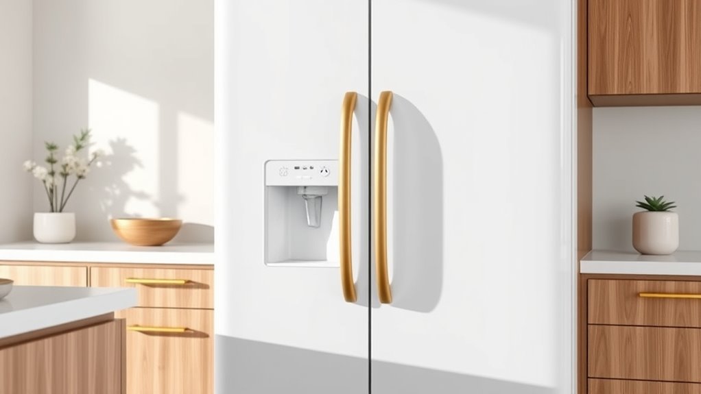 10 Best White Fridges With Gold Handles | Midway One Stop Diner elegant gold handle design