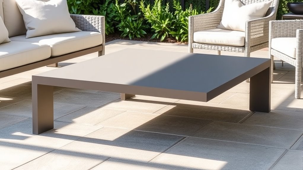 minimalist neutral outdoor tables