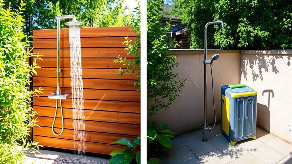 plumbed vs portable showers