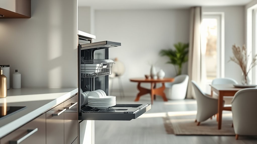 quiet efficient open plan dishwasher